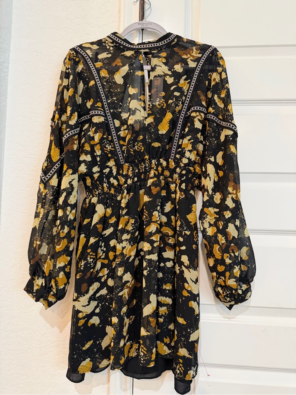 Topshop Black Sheer Dress with Yellow & Cream Floral Motif